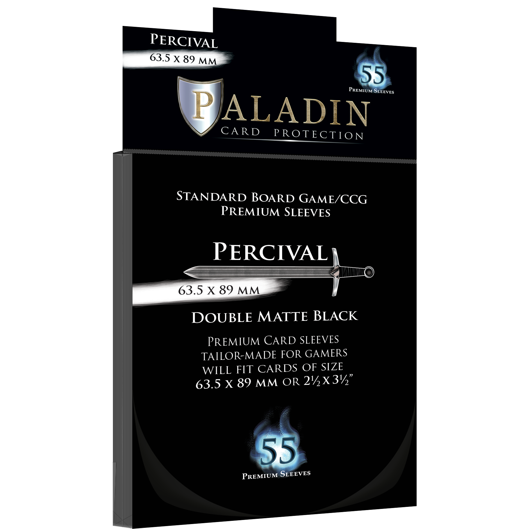 Paladin Sleeves Percival 63.5 × 89 mm Double Matte Black - [GoodMoveBG]