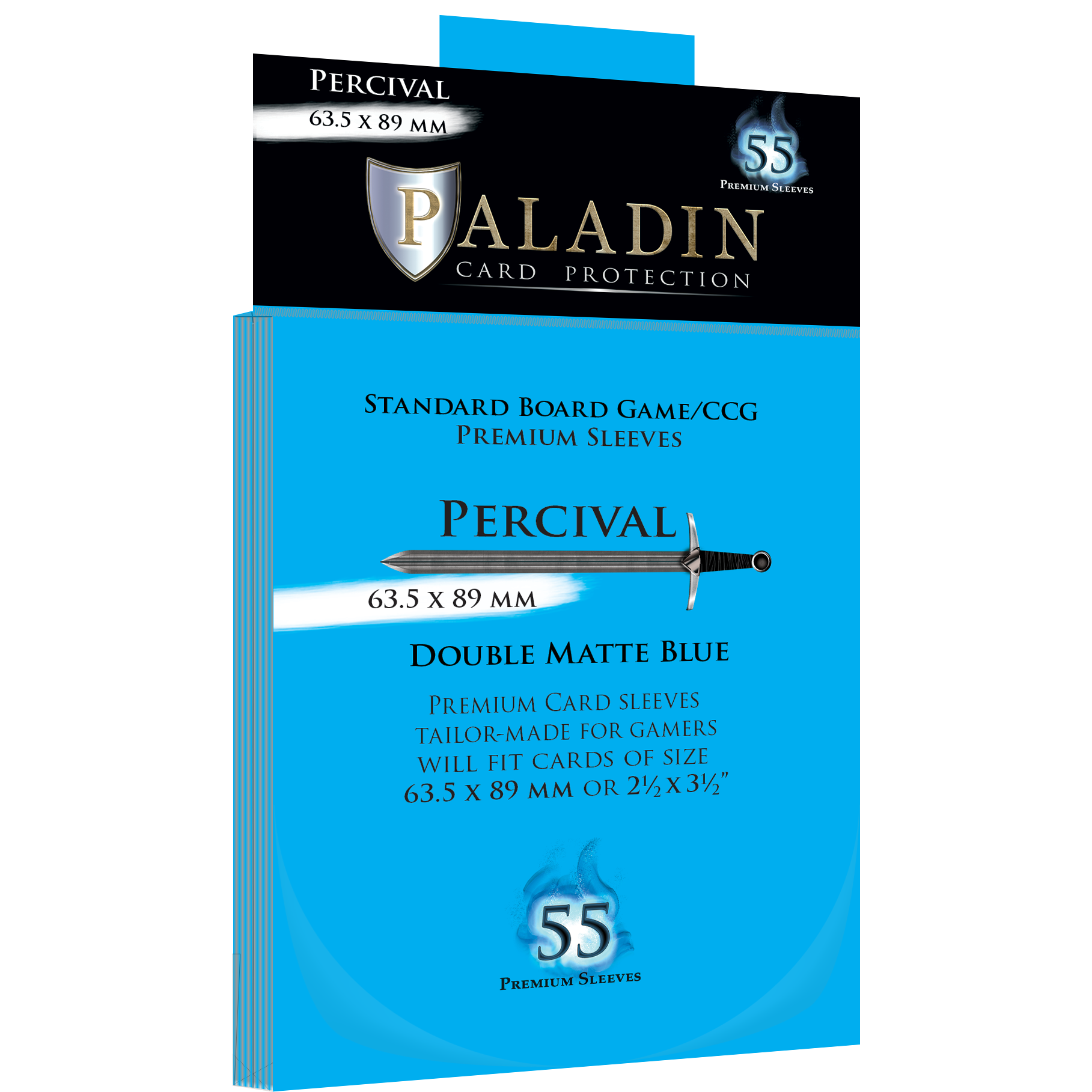 Paladin Sleeves Percival 63.5 × 89 mm Double Matte Blue - [GoodMoveBG]
