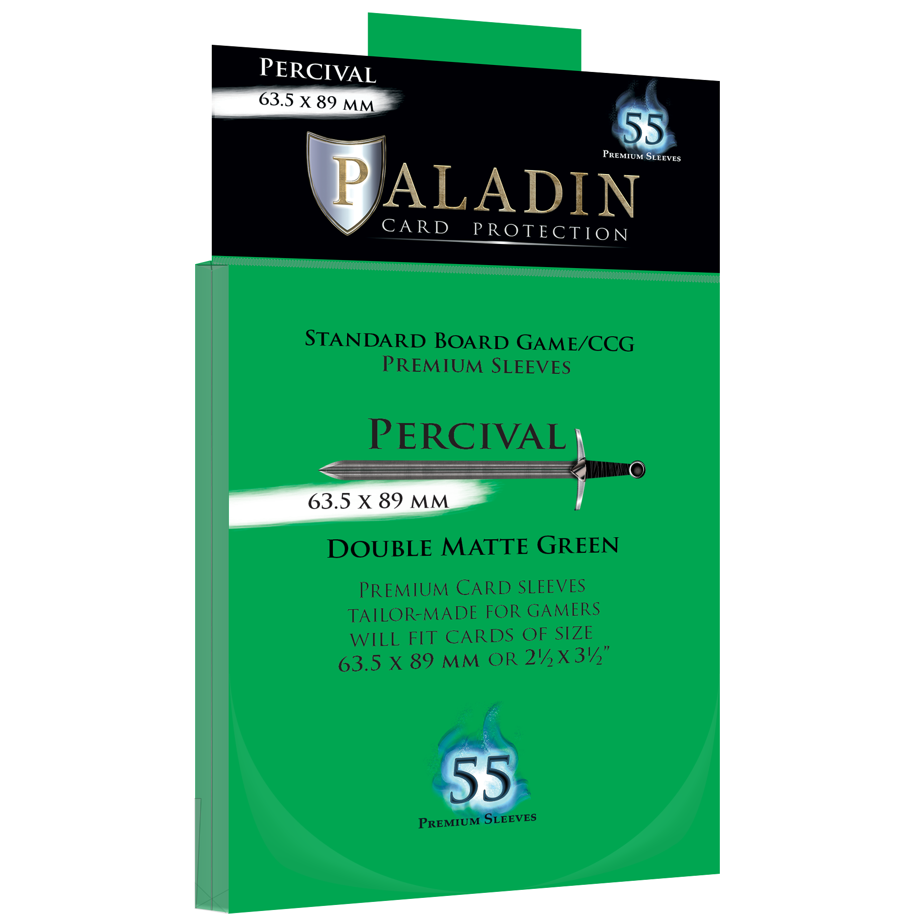Paladin Sleeves Percival 63.5 × 89 mm Double Matte Green - [GoodMoveBG]