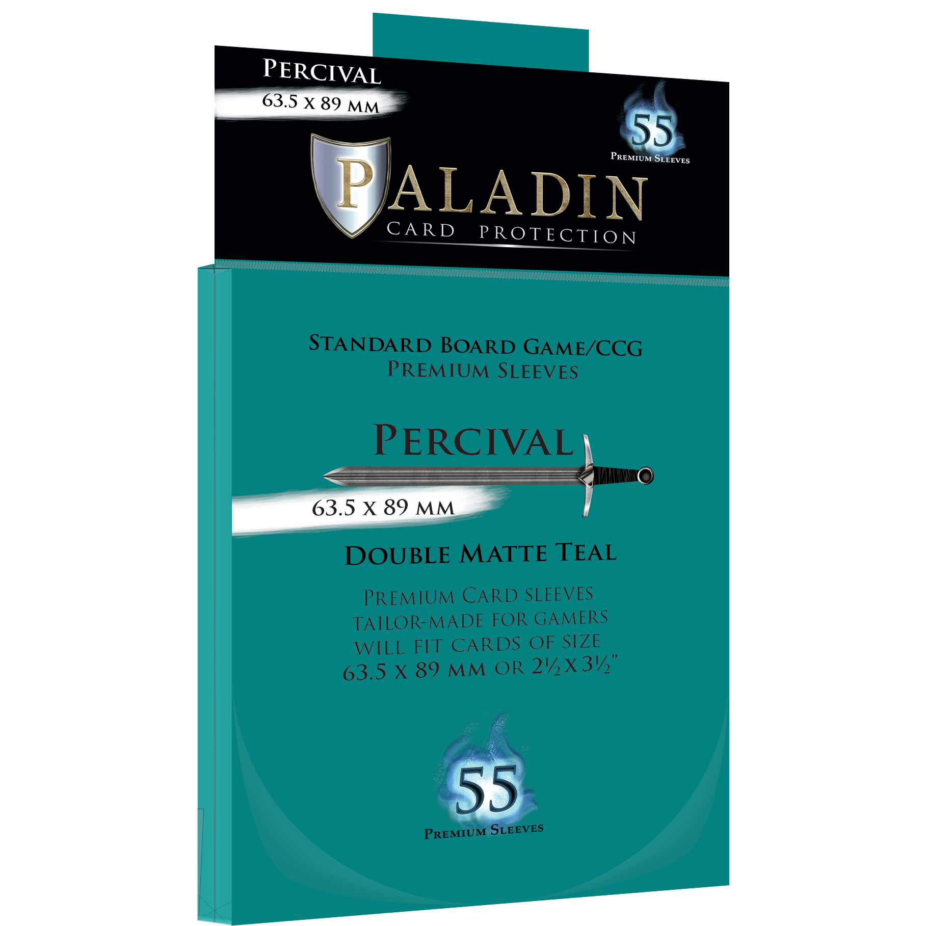 Paladin Sleeves Percival 63.5 × 89 mm Double Matte Teal - [GoodMoveBG]